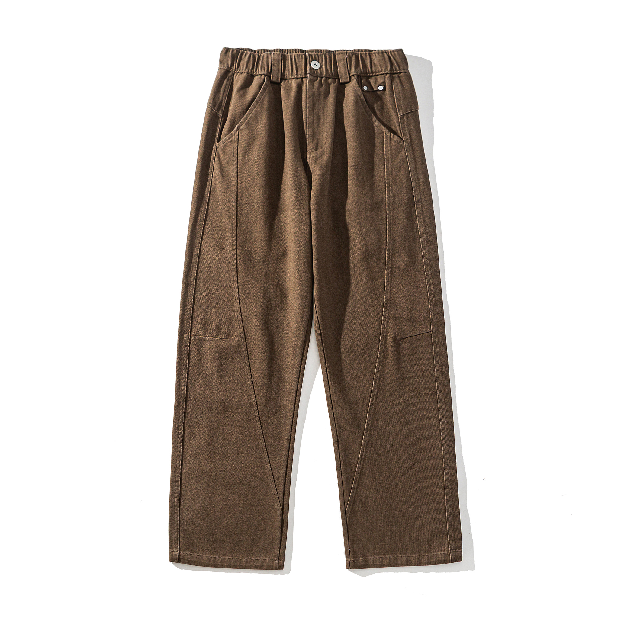 纯棉直筒长裤中腰宽松常规秋季休闲裤阔腿裤百搭牛仔裤美式复古