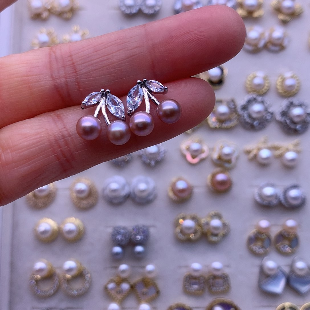 淡水珍珠耳饰合金