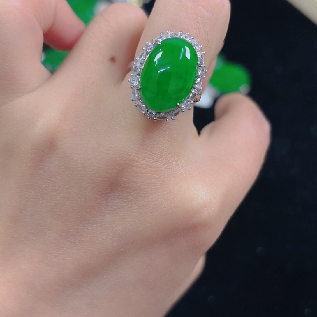 翡翠银S925镶嵌吊坠(不含链)