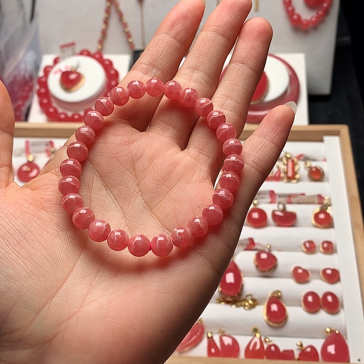 菱锰矿（红纹石）未镶嵌手绳捡漏