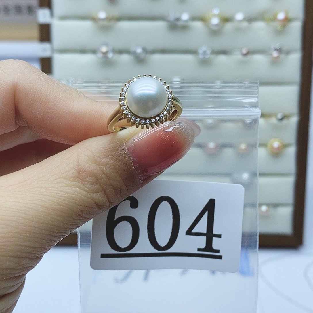 淡水珍珠戒指银S925镶嵌604