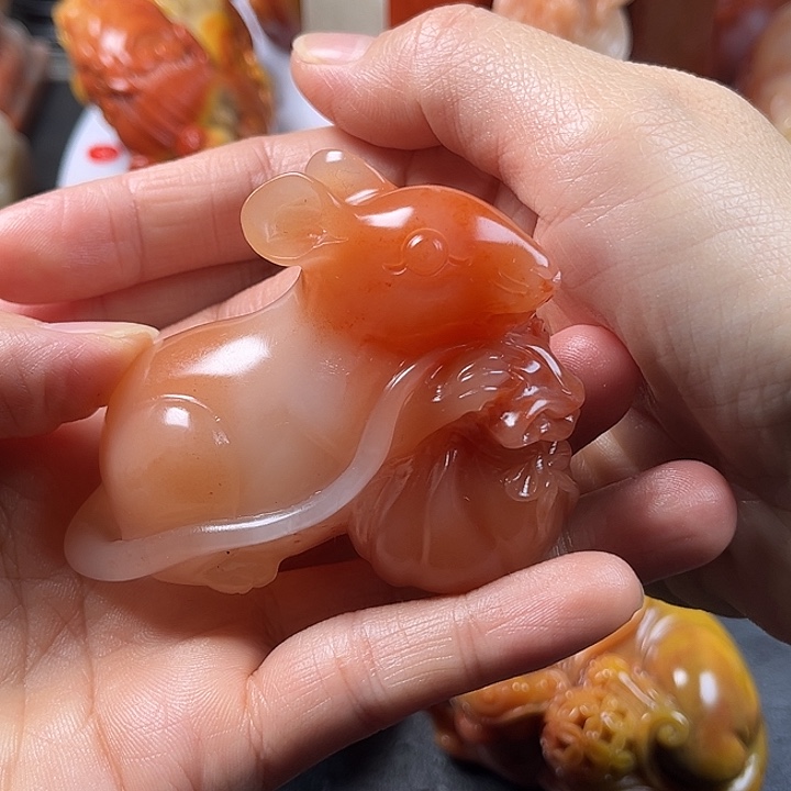 用***3寿山石手把件把玩件