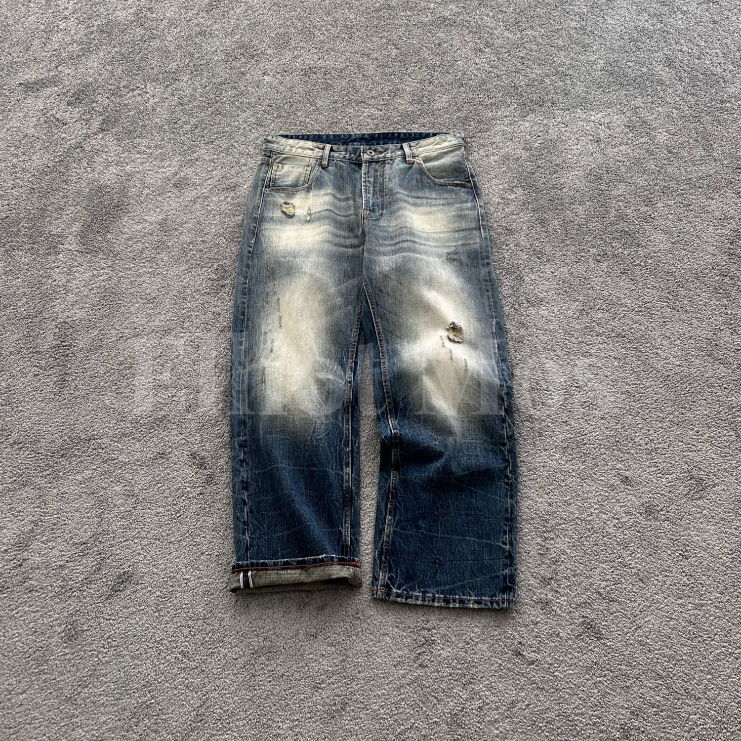 Elliot Mos V叔 破坏洗水~Jashed Jeans 重工叠花复古牛仔裤-1187