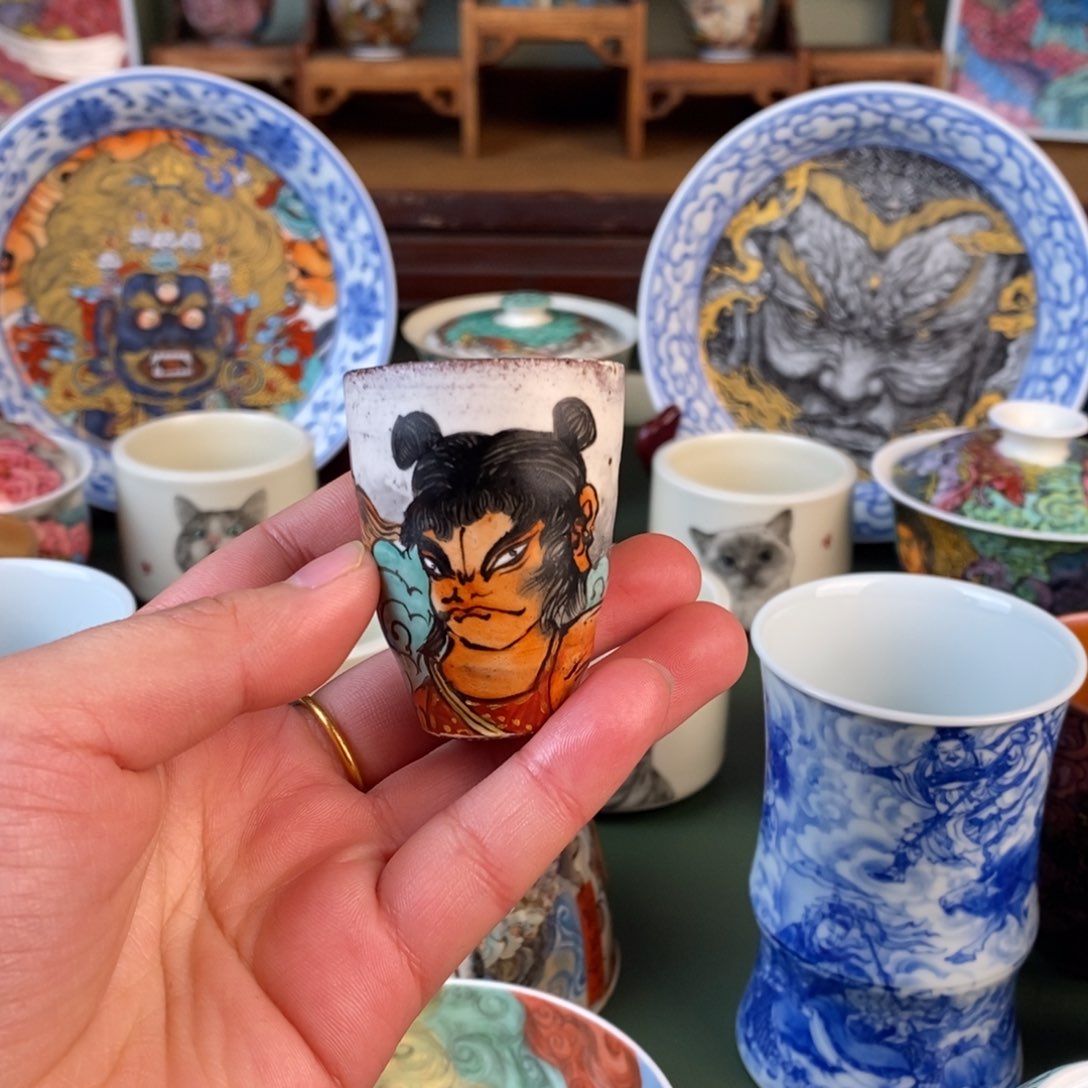 纯手工手绘陶瓷一口杯
