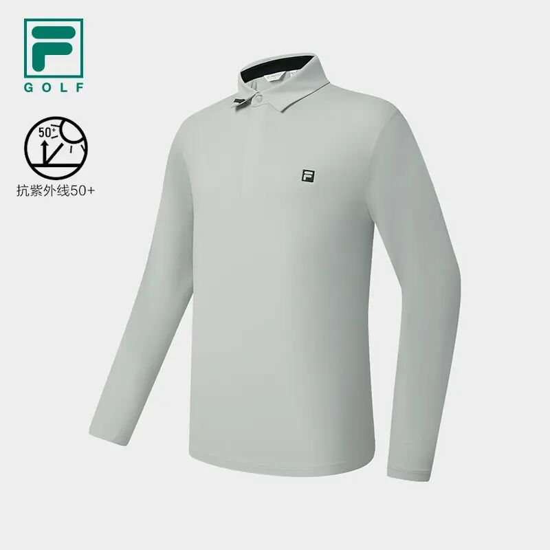 【防晒高弹速干】Fila/斐乐男高尔夫长袖POLO衫运动上衣秋冬穿搭