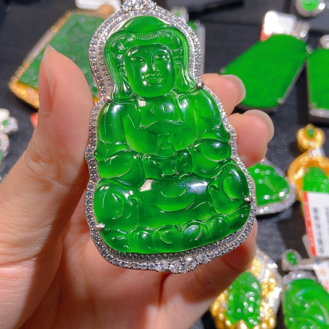 翡翠银S925镶嵌吊坠(不含链)（**）