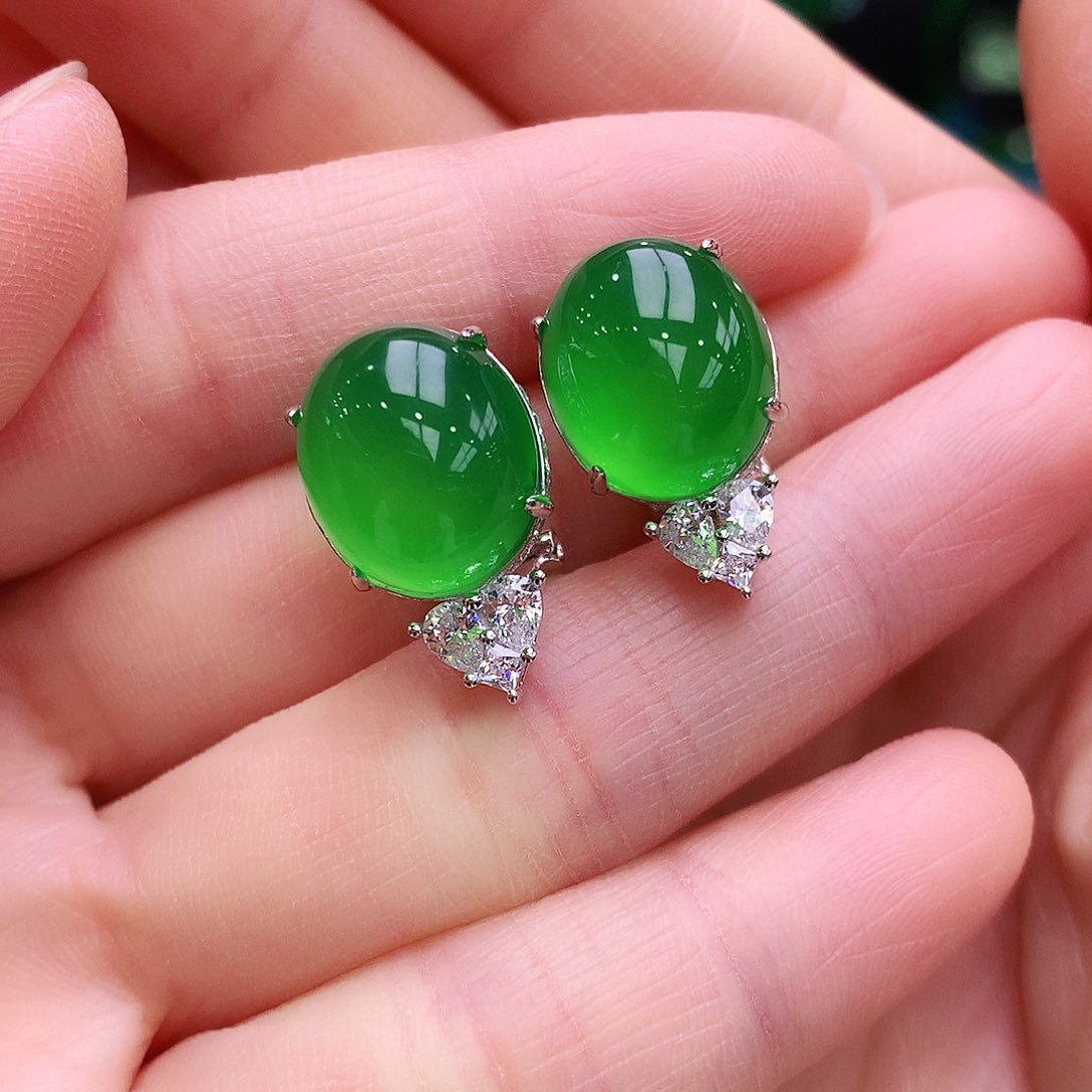 玛瑙/玉髓耳钉银S925镶嵌