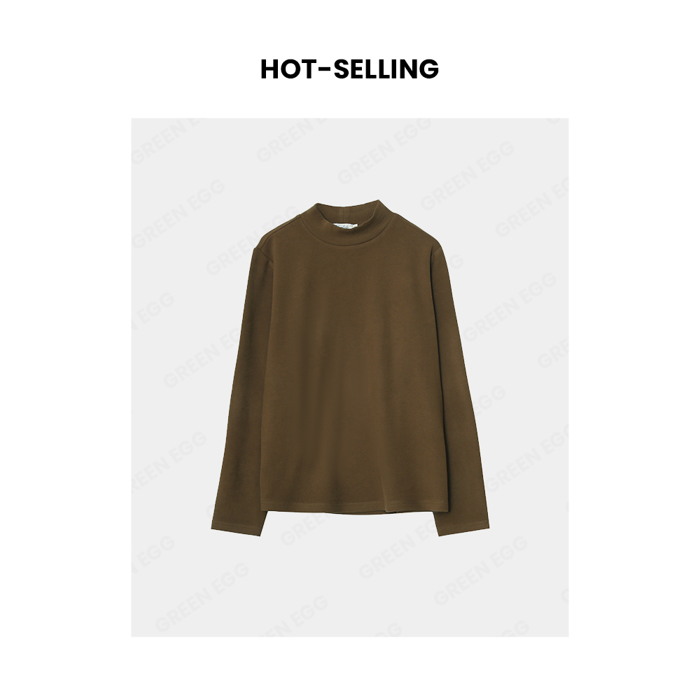 【年末大清清】W1255新大码打底衫 微胖设计感上衣半高领内搭暖绒衫