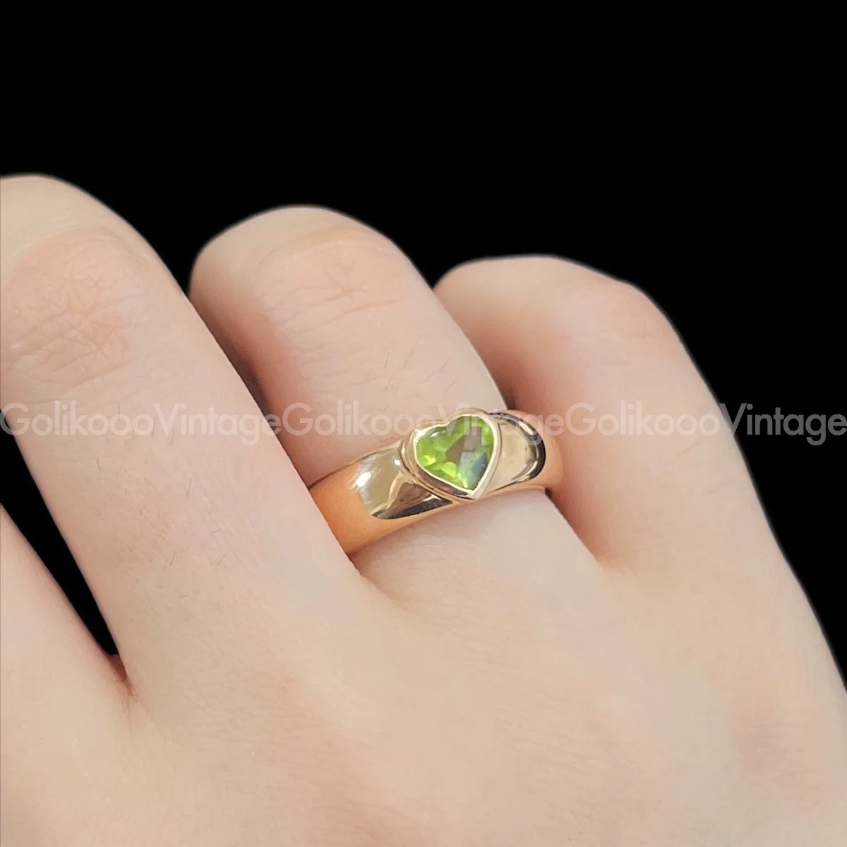 95新 Tiffany & Co./蒂芙尼 爱心橄榄石玫瑰金戒指 RB9024033