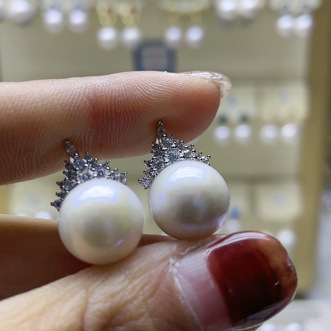 淡水珍珠耳饰银S925镶嵌