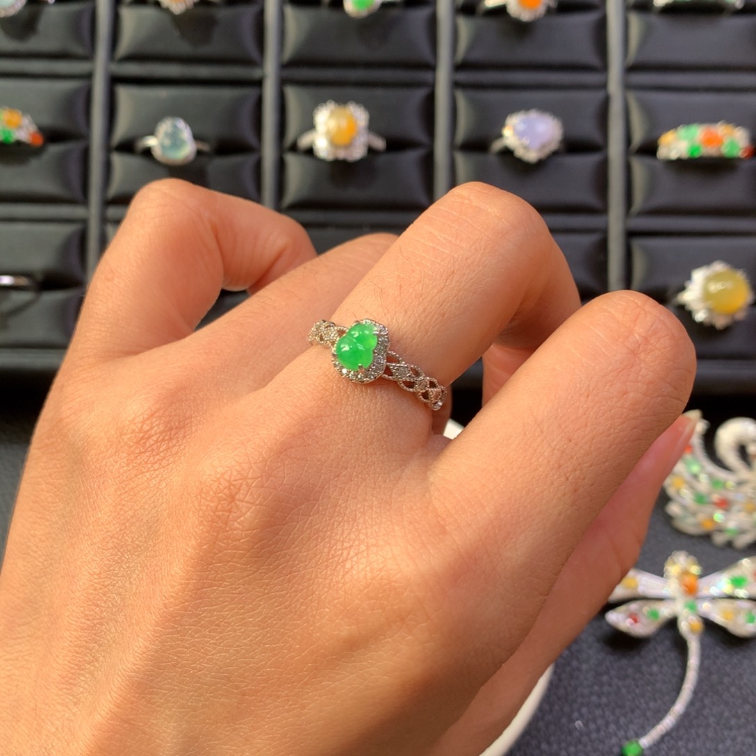 翡翠银S925镶嵌戒指