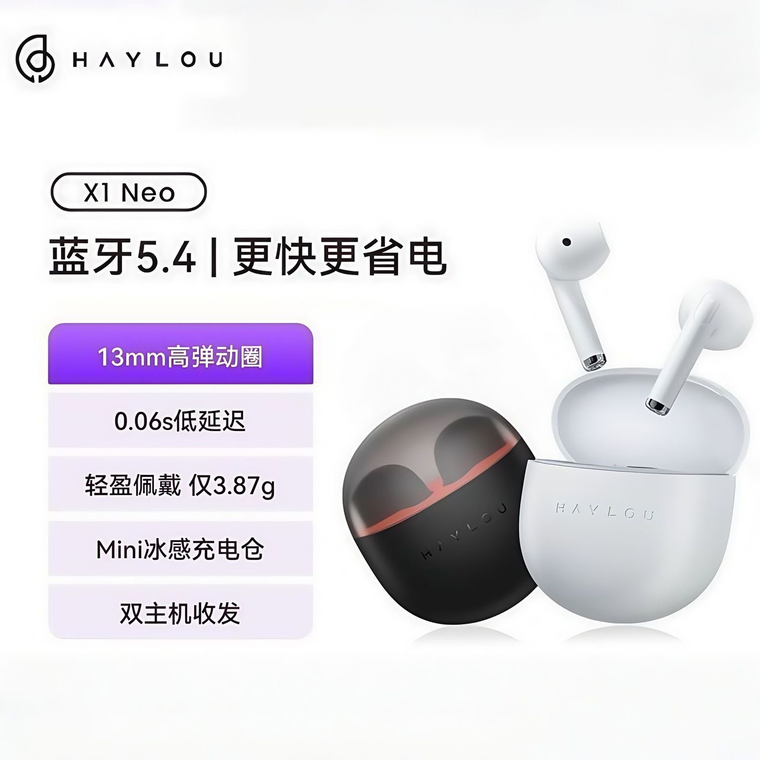 未拆封 Haylou/嘿喽 X1Neo蓝牙耳机半入耳真无线男女通用运动新款