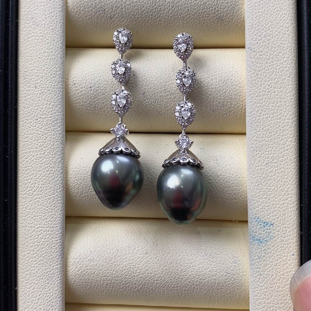 海水珍珠耳饰银S925镶嵌