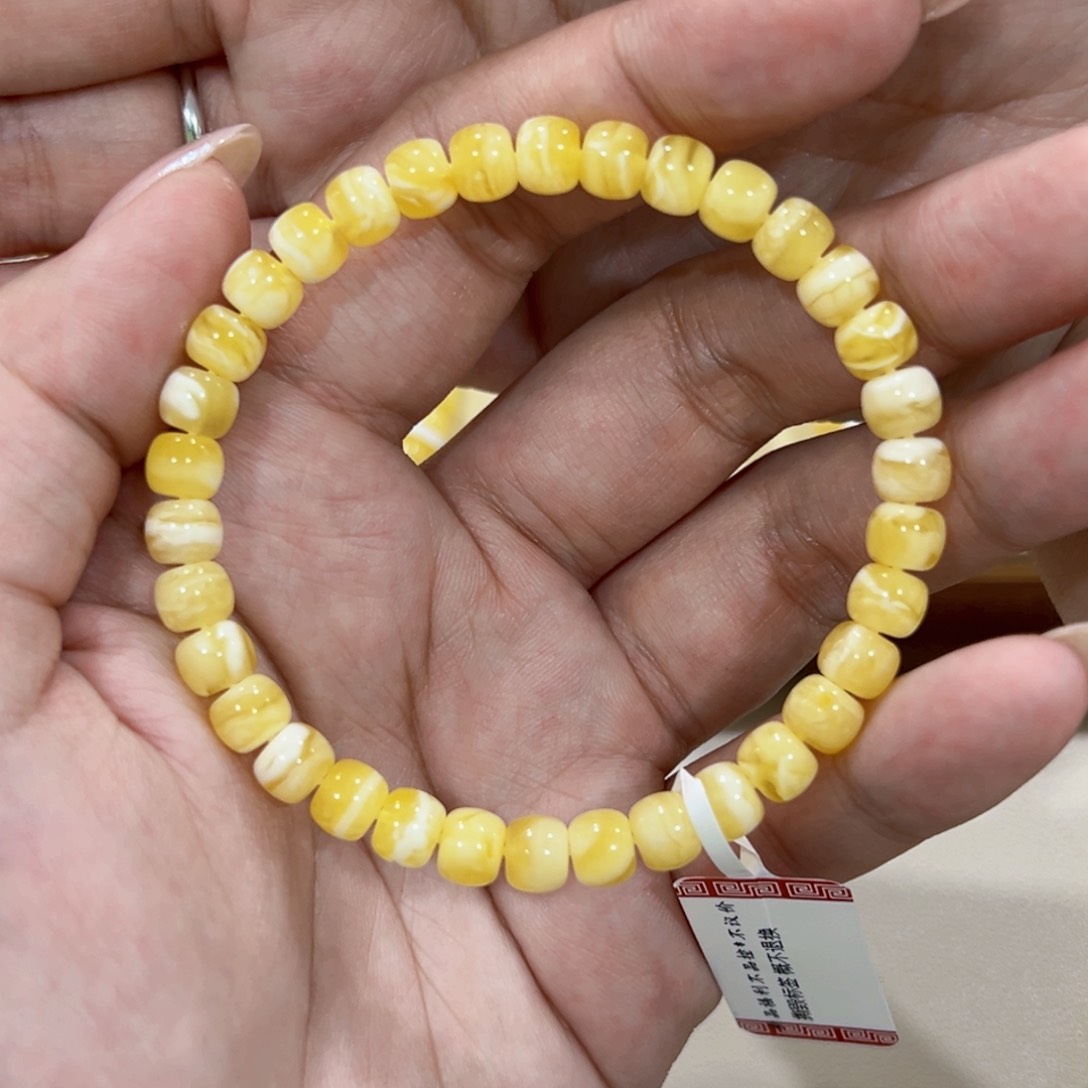 蜜蜡手链未镶嵌S**** 6.5m妖花老型手串新货