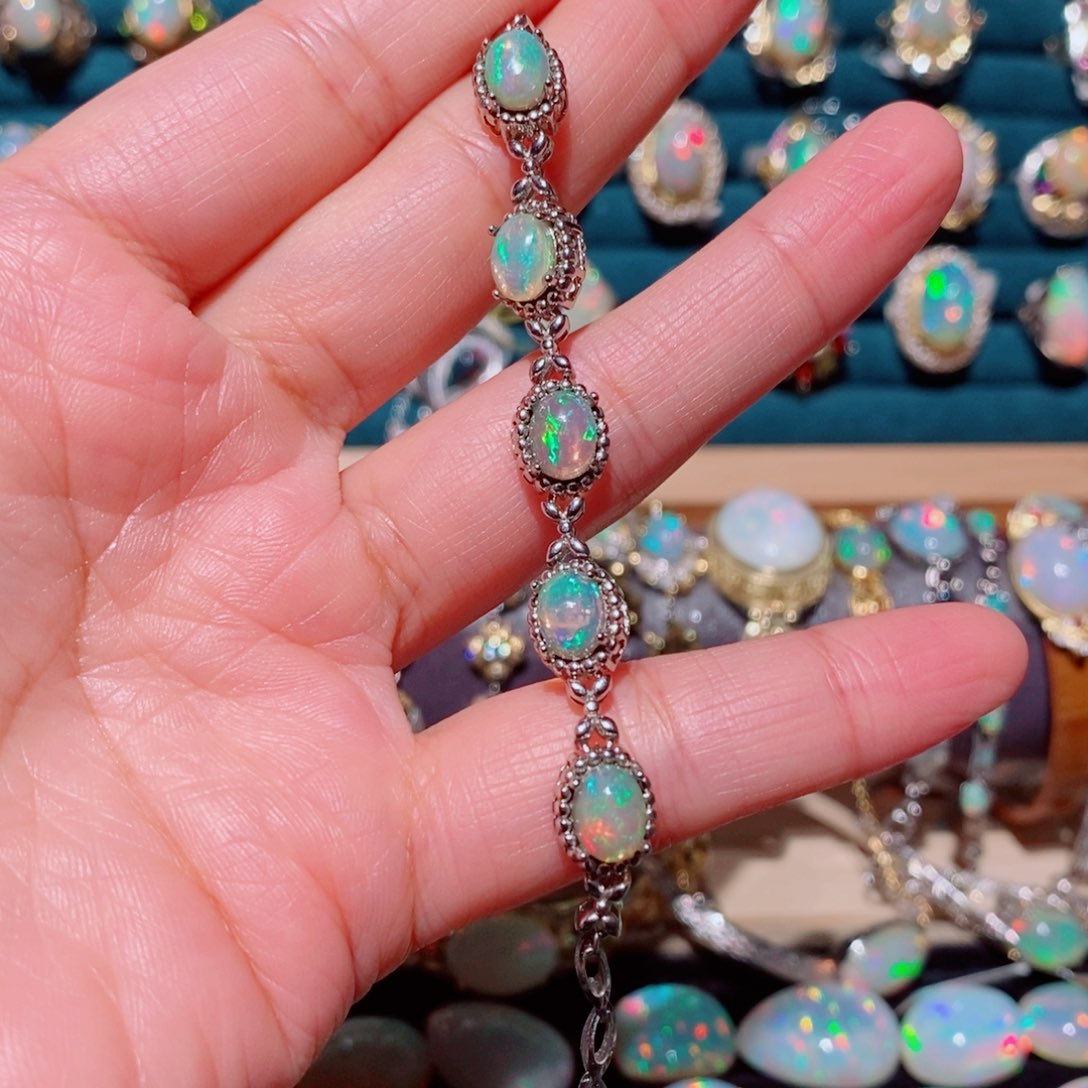 欧泊欧泊手链银S925镶嵌⁽****⁾