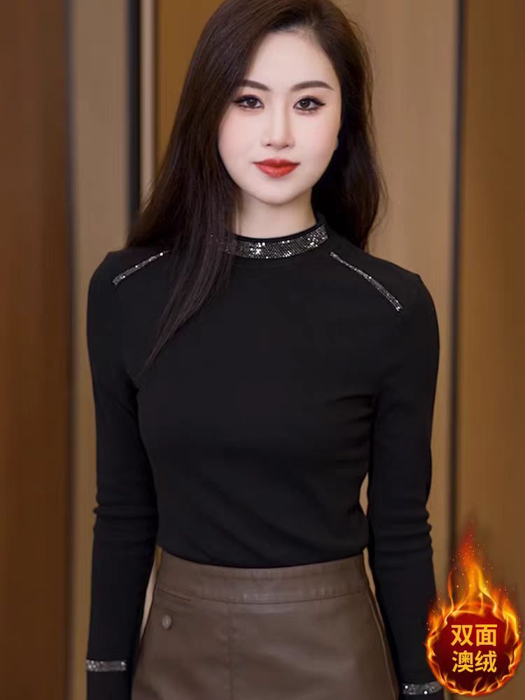 德绒双面保暖气质打底衫半高领