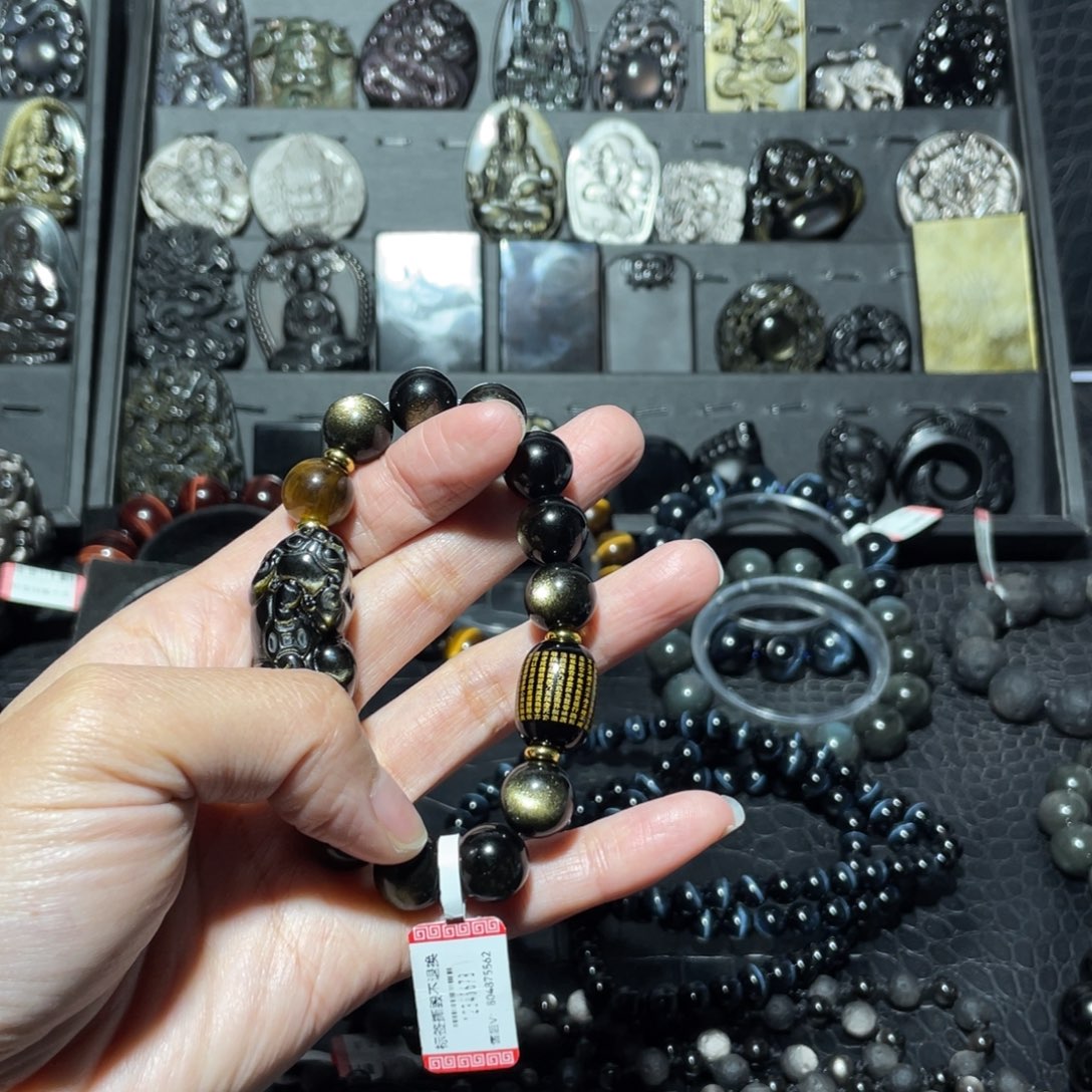 黑曜岩手链未镶嵌爱****见