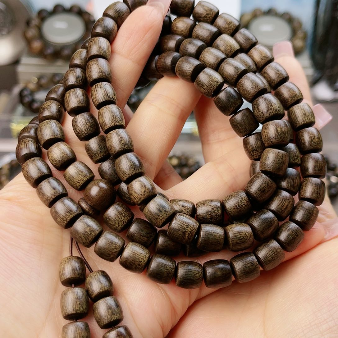 沉香手串开**豆越南芽庄老白棋玉化古董窖藏留疤老料