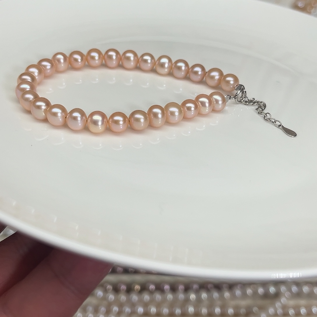 手串淡水珍珠银S925镶嵌6-7毫米