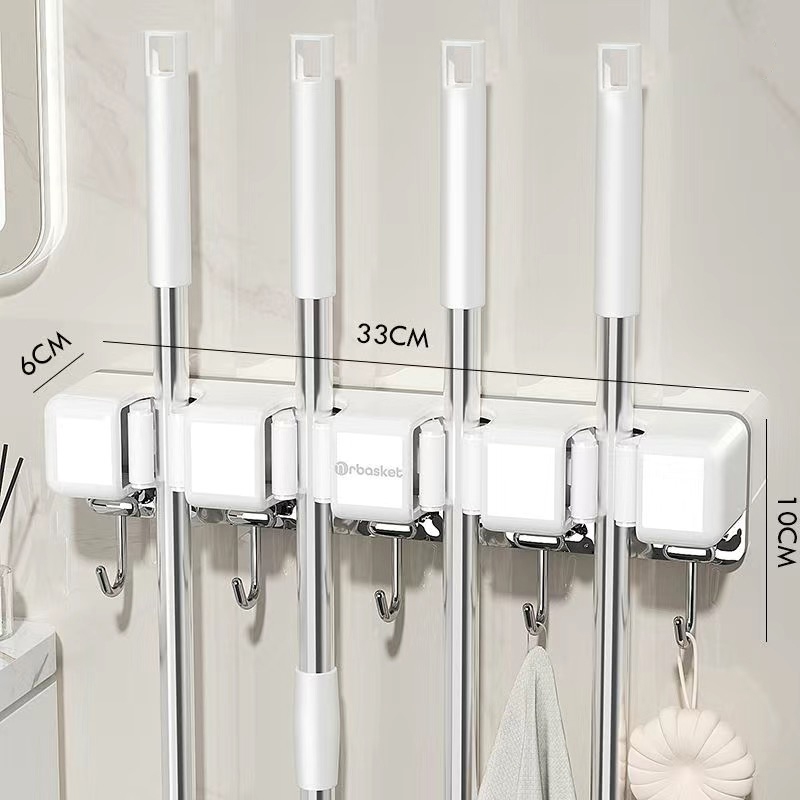 祝氏心宜壁挂拖把夹免打孔背胶卫生间拖把架收纳门后固定置物架