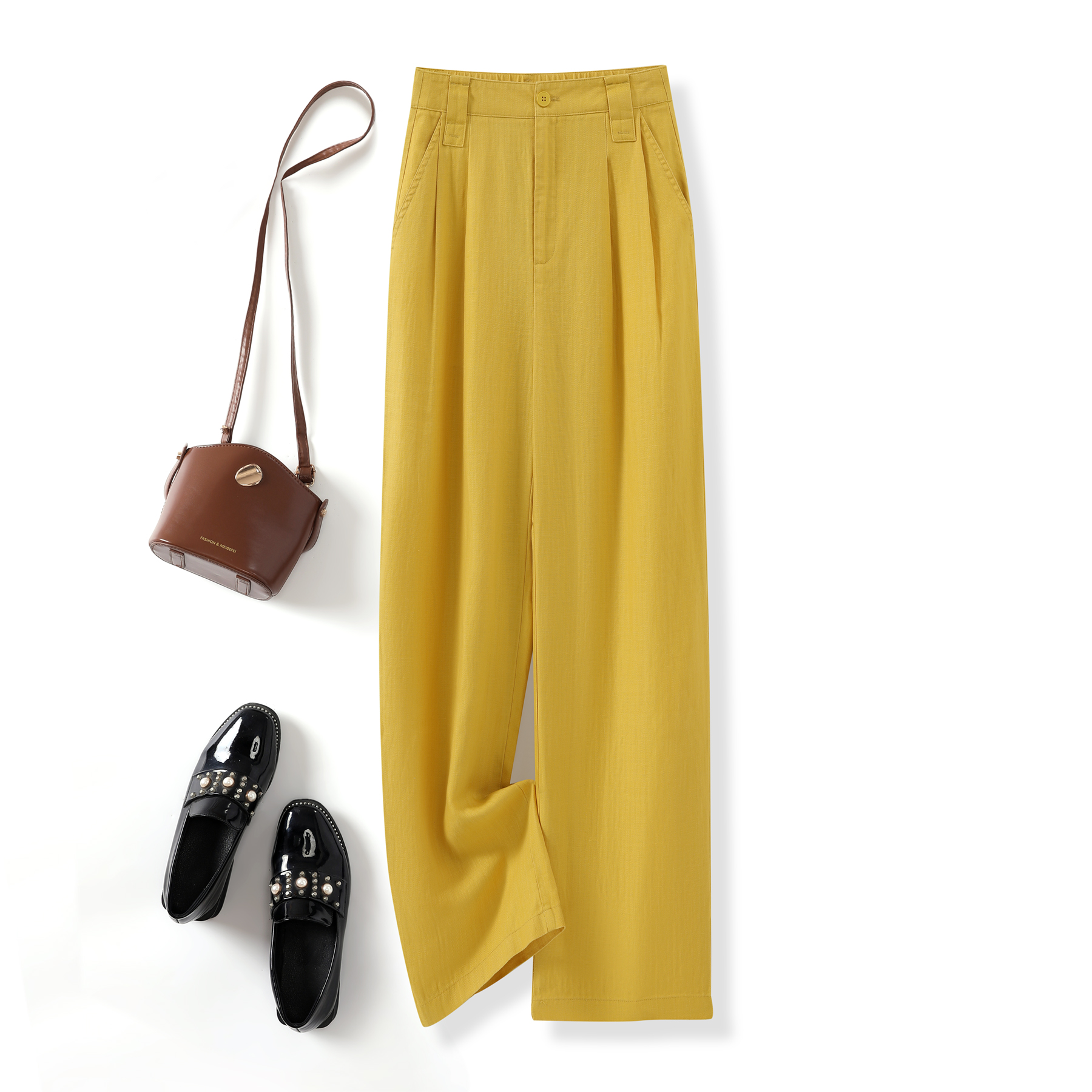 《5个颜色天然丝麻》80%天丝莱赛尔20%亚麻 直筒宽松春夏植物染色女