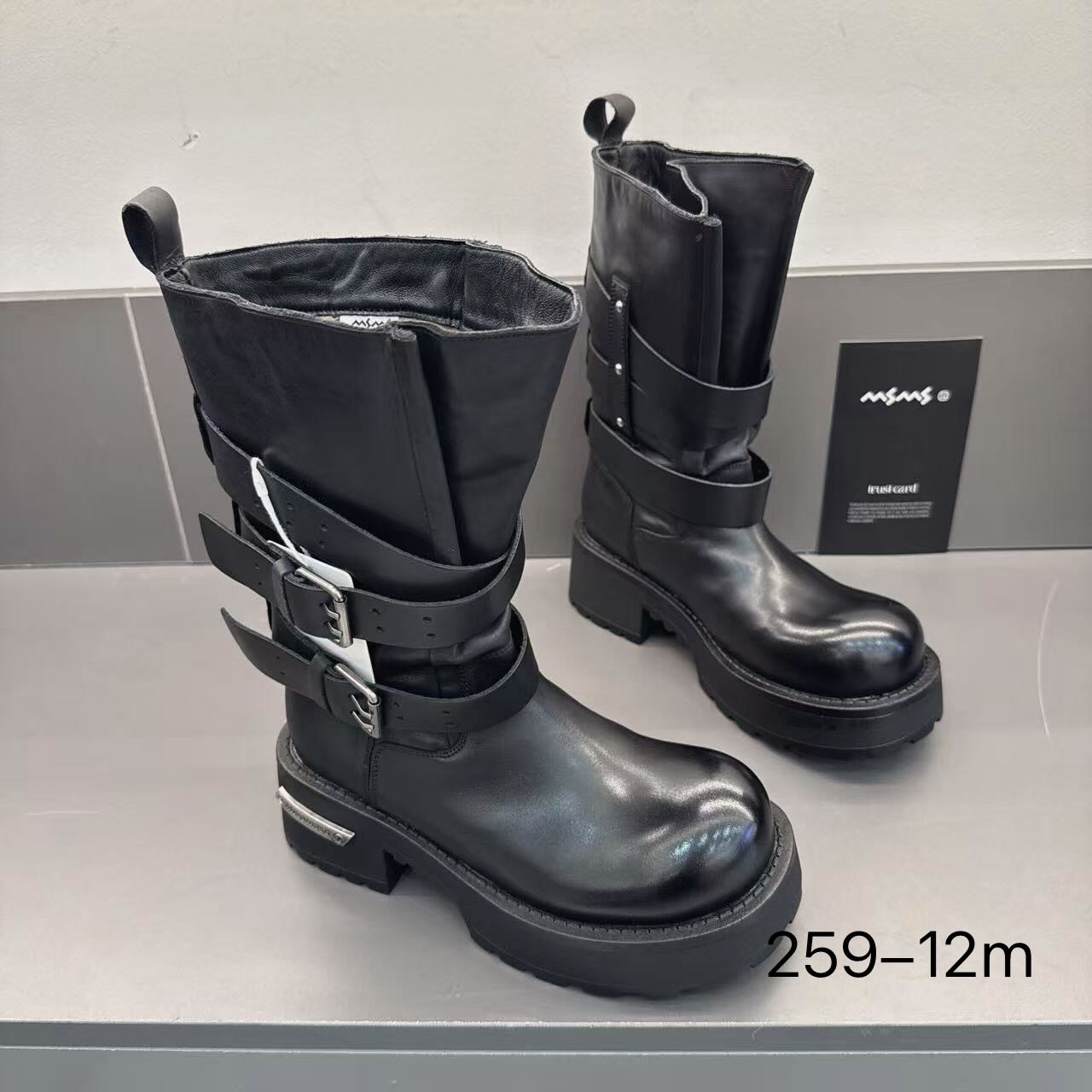 玛莎玛索秋冬新款加绒259-12时尚百搭休闲圆头二棉中筒女靴女鞋