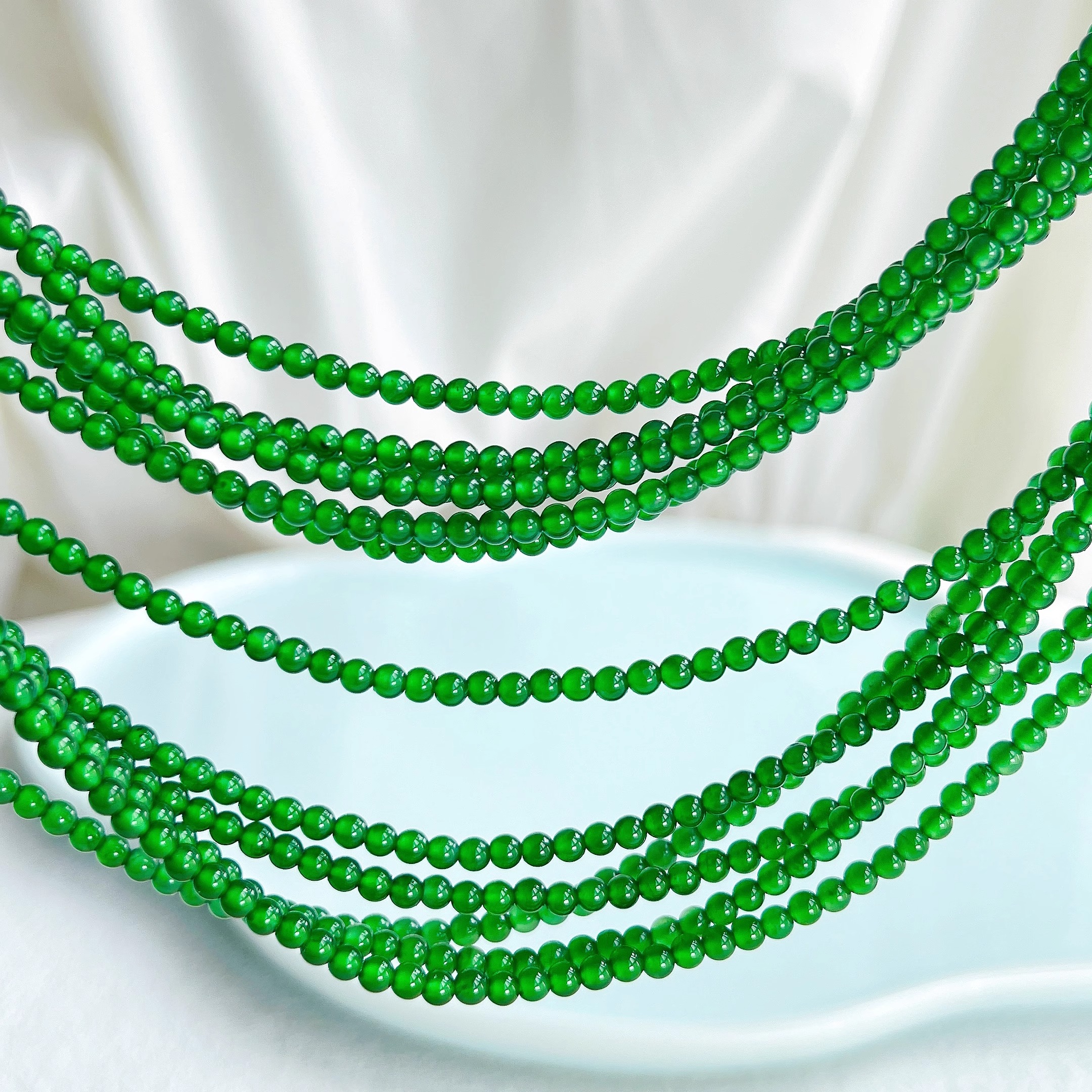 翡翠珠链正阳绿高品质稀有绿色时尚气质珠珠QD