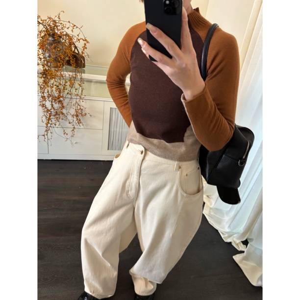 Nannanzhuo 设计师插肩拼色毛衣