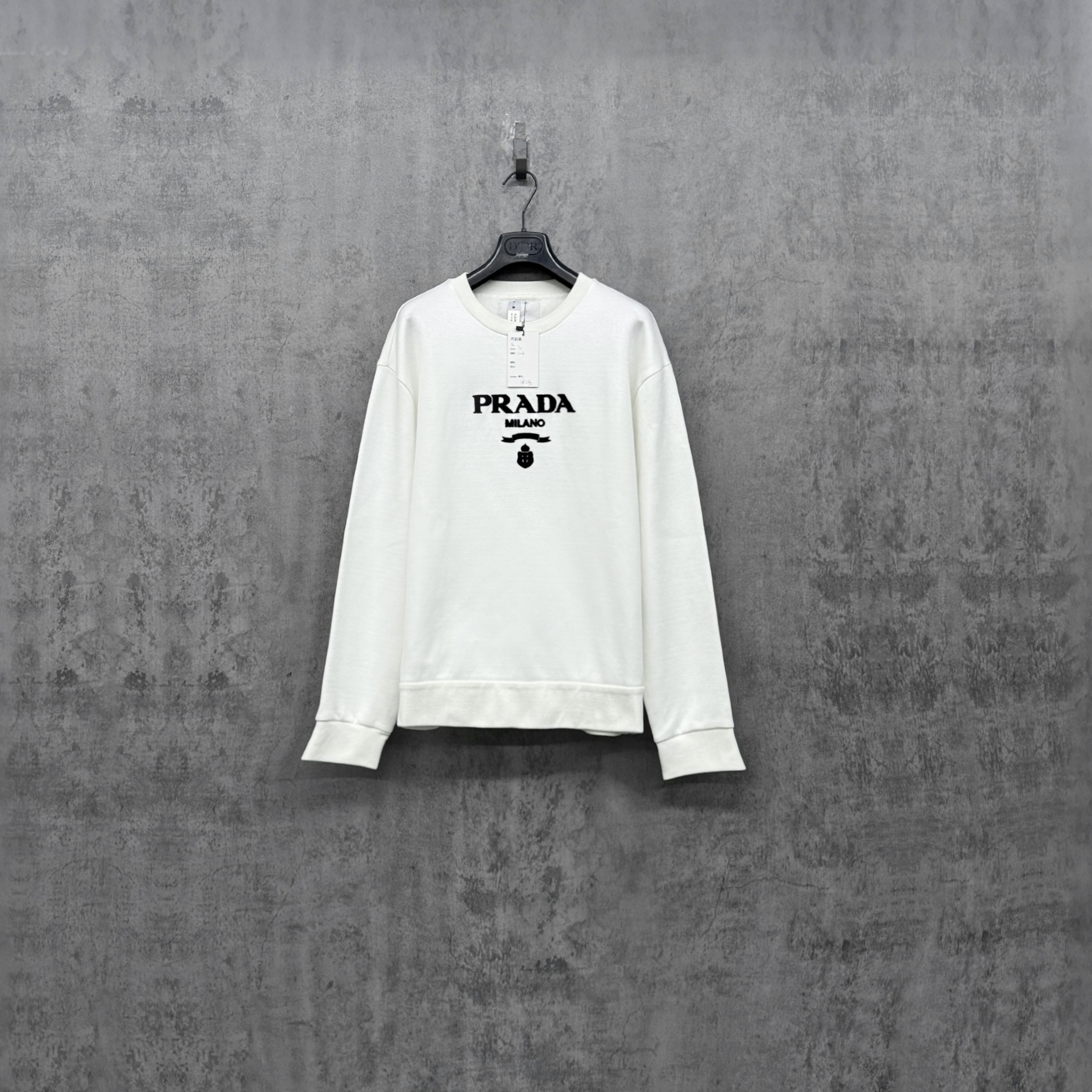 99新 Prada/普拉达 新款植绒立体Logo休闲卫衣/SK240/XL大码宽松