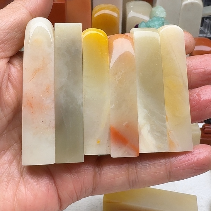 寿山石印石老挝牙签一组