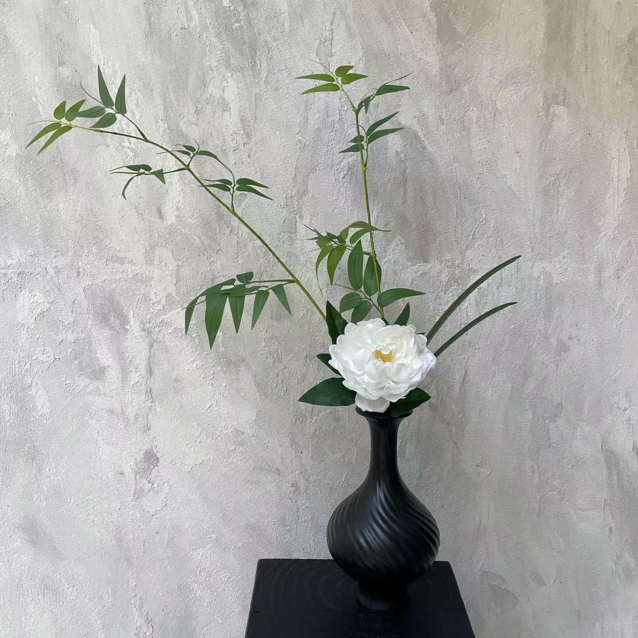 黑舟载雪 原创设计师手扎花束陶瓷花瓶新中式中式餐桌边几摆件