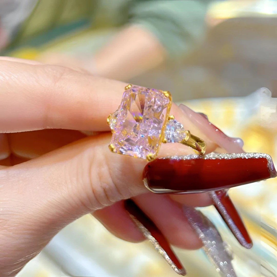 足金方糖戒指5D黄金轻奢设计师气质