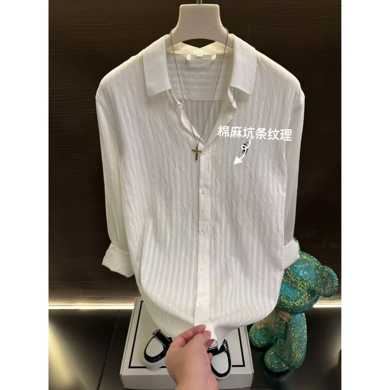 【现货】【C36045】【天宇】亚麻长袖衬衫2025男士长袖休闲衬衣