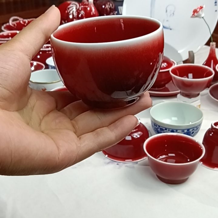 陶景德镇纯手工原矿郎红茶杯