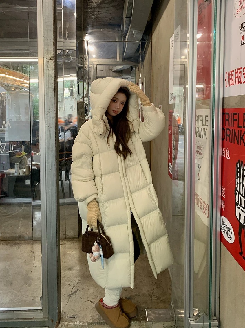 2025新款90白鸭绒中长款加厚保暖时尚连帽韩版百搭休闲宽松2509L#
