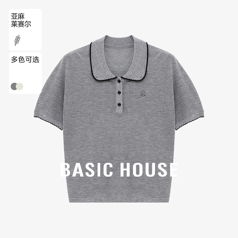 Basic House/百家好夏季洋气韩系ins慵懒风女针织衫-B0625B5BAS2