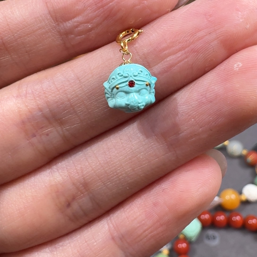 绿松石18K金镶嵌象神小滴流