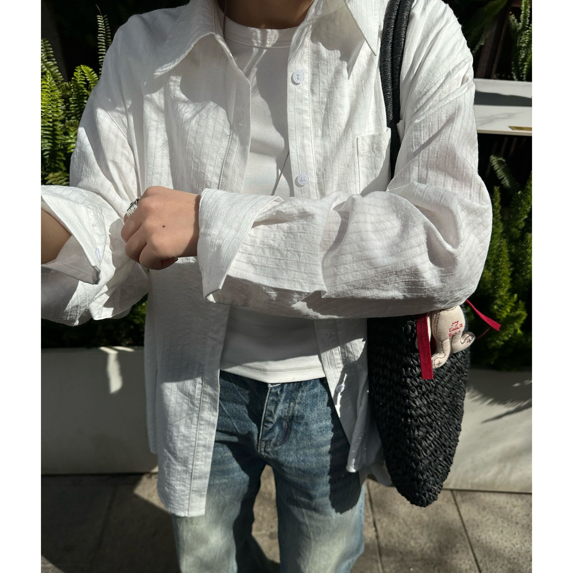 【NO退NO换】Our2【肌理感白衬衫】中长款休闲春季简约白衬衫【X5222】