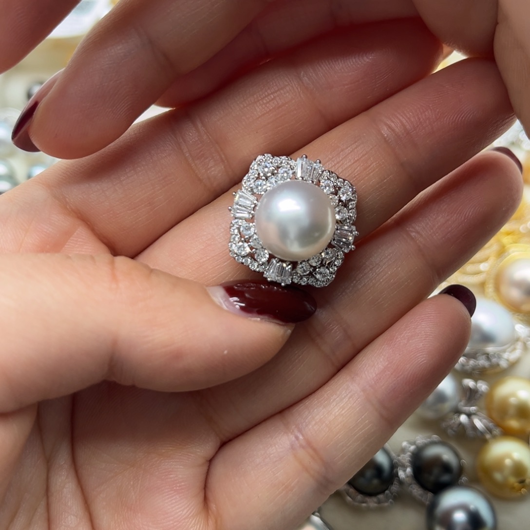 银S925镶嵌海水珍珠戒指