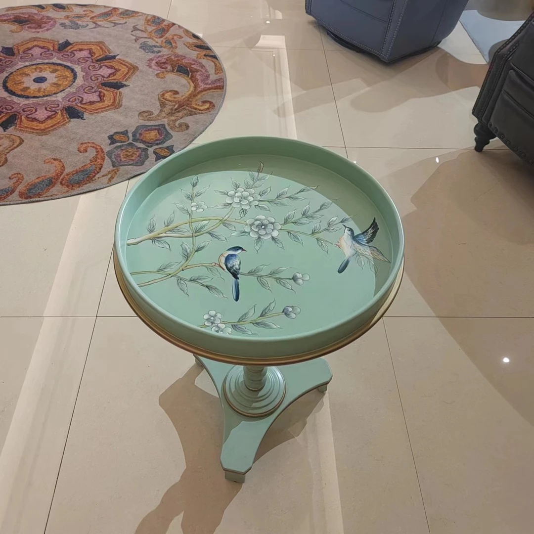 【欧美外单】ZS 120133 手绘 蓝 圆几边几 规格 (44*44*63cm）