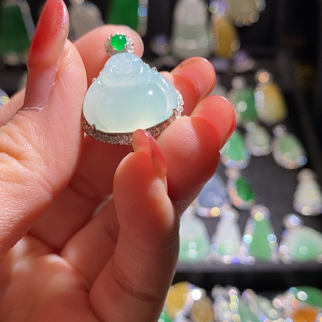 颈饰银S925镶嵌翡翠天然翡翠