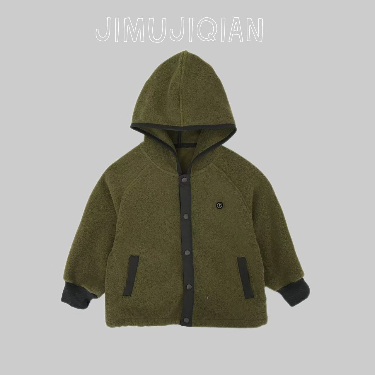 JMJQ秋冬中小童单层加厚自发热连帽贴标刺绣卫衣外套25783