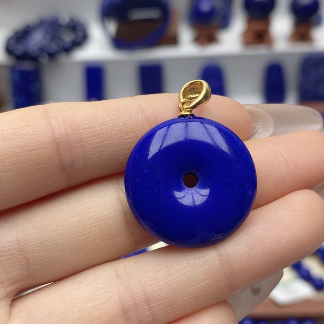 青金石银S925镀金镶嵌颈饰