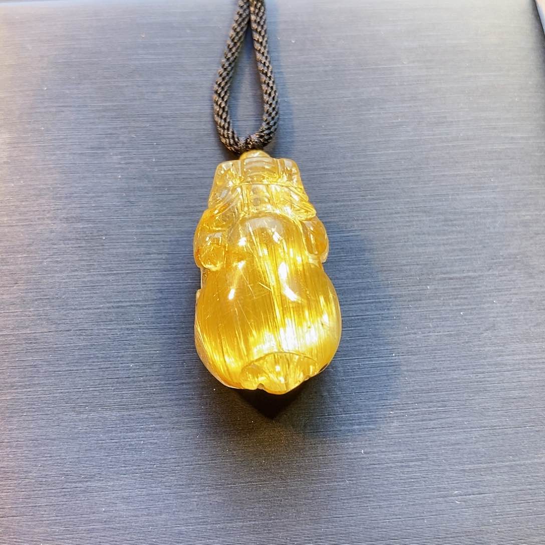 发晶颈饰未镶嵌天然钛晶貔貅吊坠