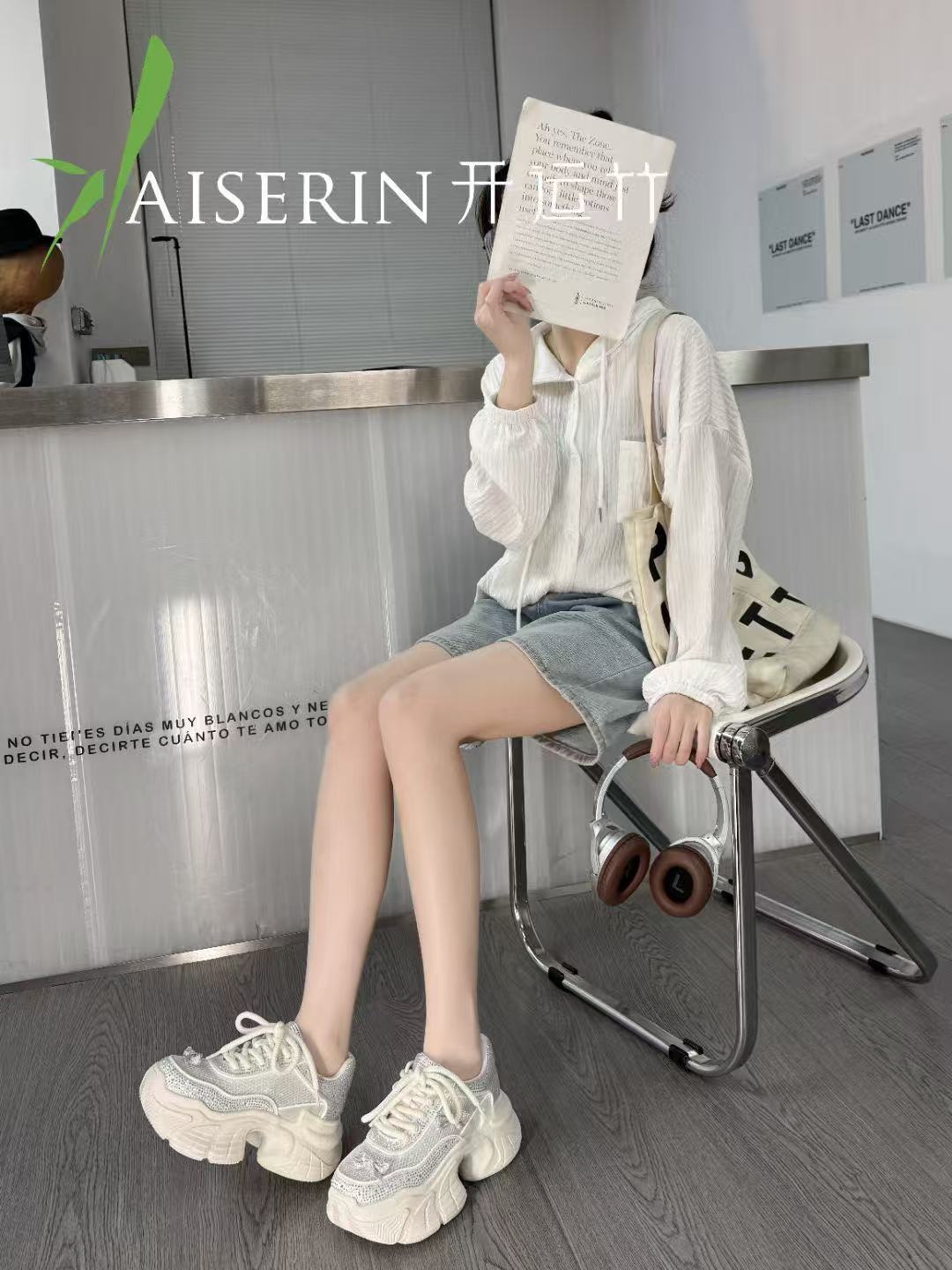 205-62201开家轻奢水钻增高老爹鞋女网面松糕鞋厚底欧货运动鞋