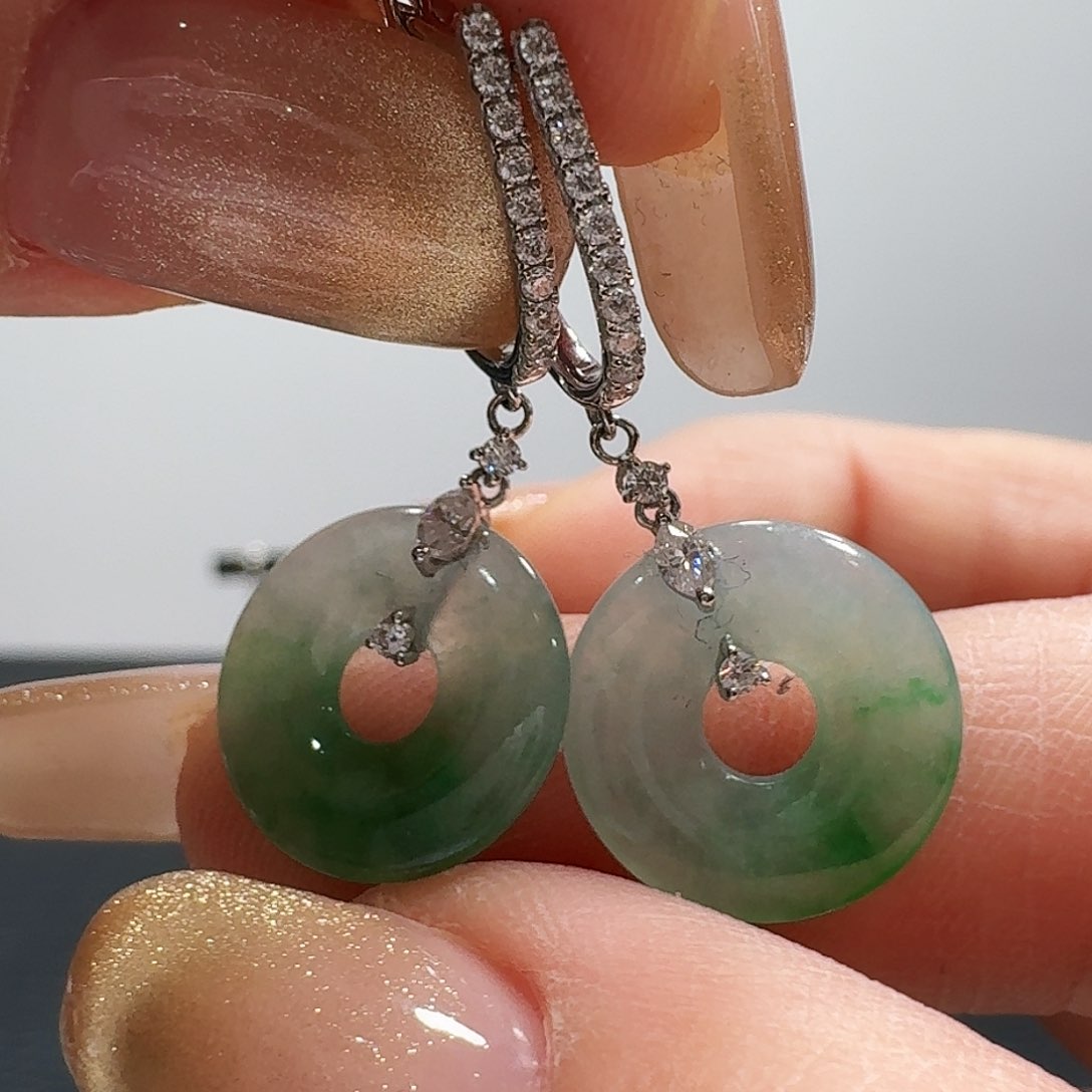 翡翠耳饰18K金镶嵌耳扣