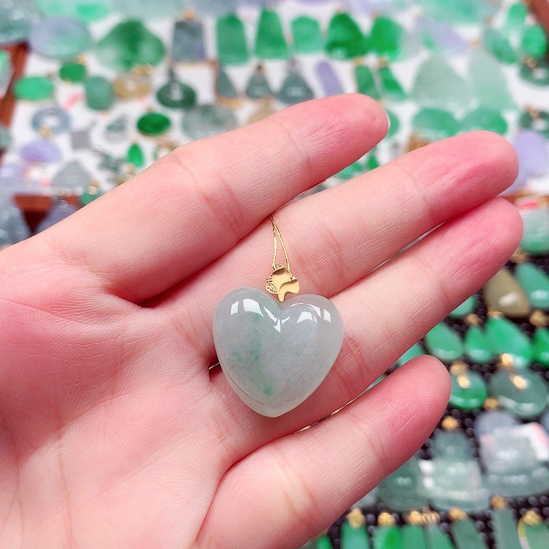 吊坠(不含链)18K金镶嵌翡翠天然翡翠A货