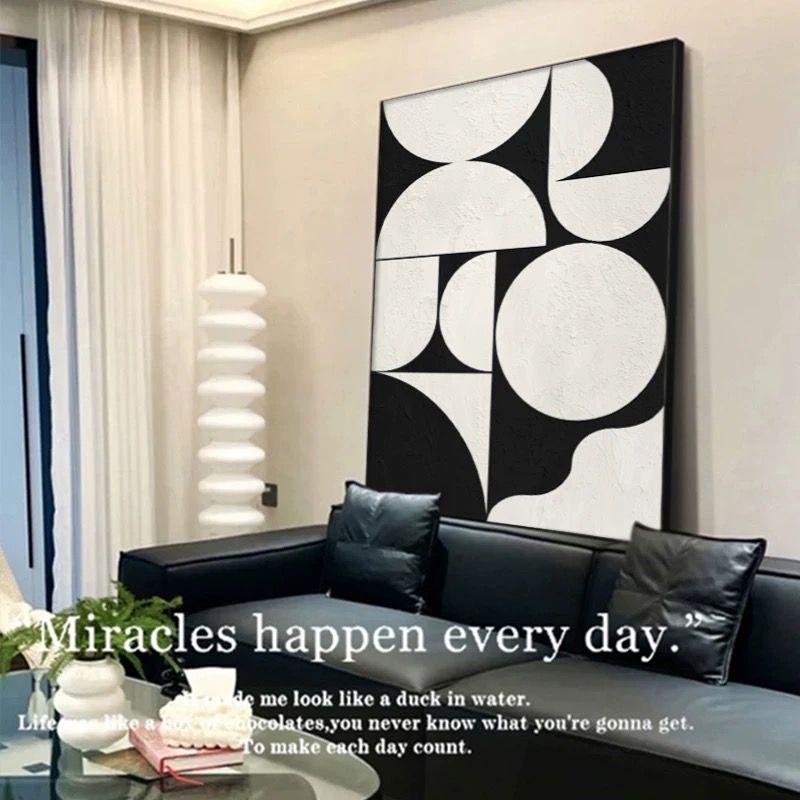 黑白灰装饰画极简风肌理沙发背景墙挂画玄关抽象挂画客厅落地画