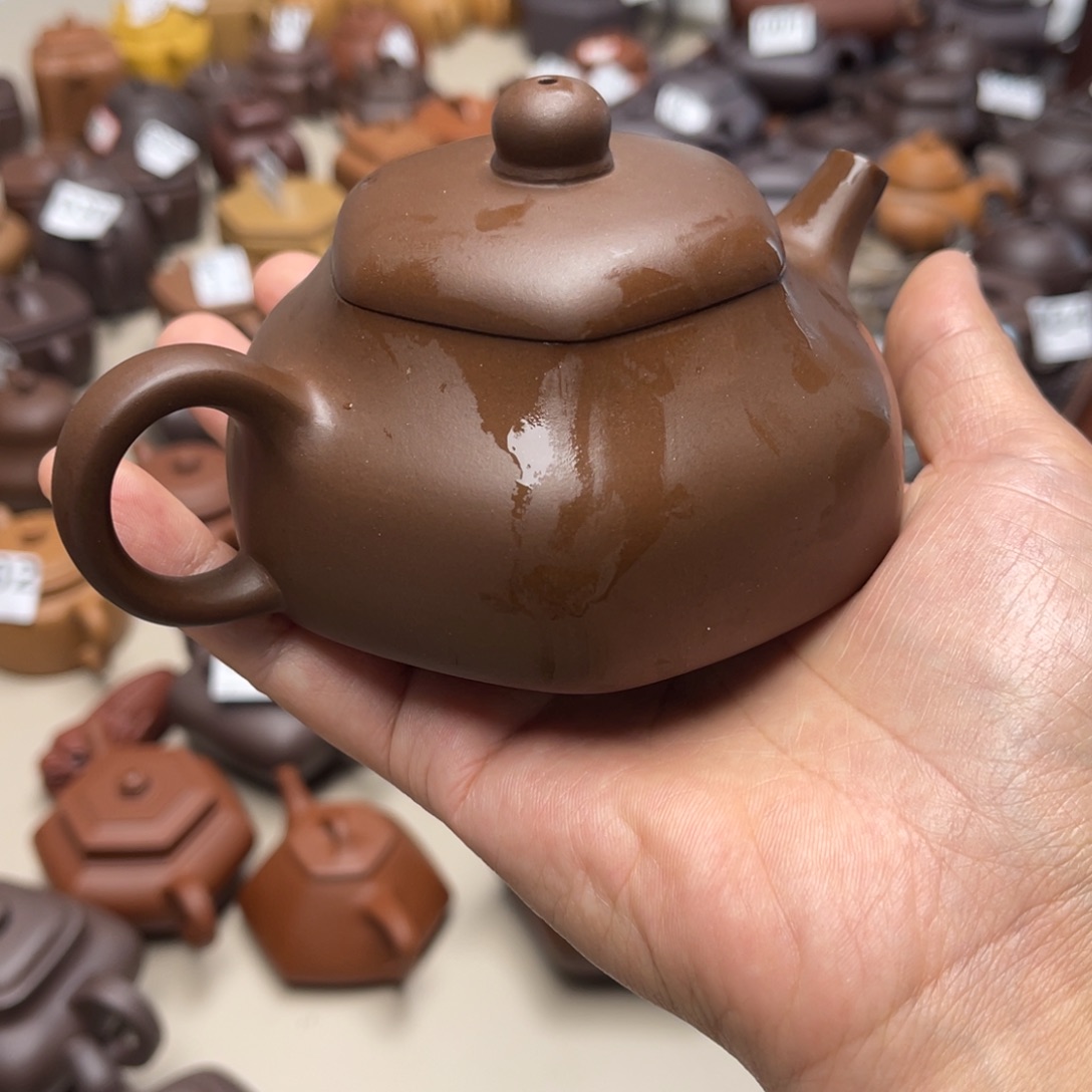 茶壶紫砂微瑕六方静乐220毫升