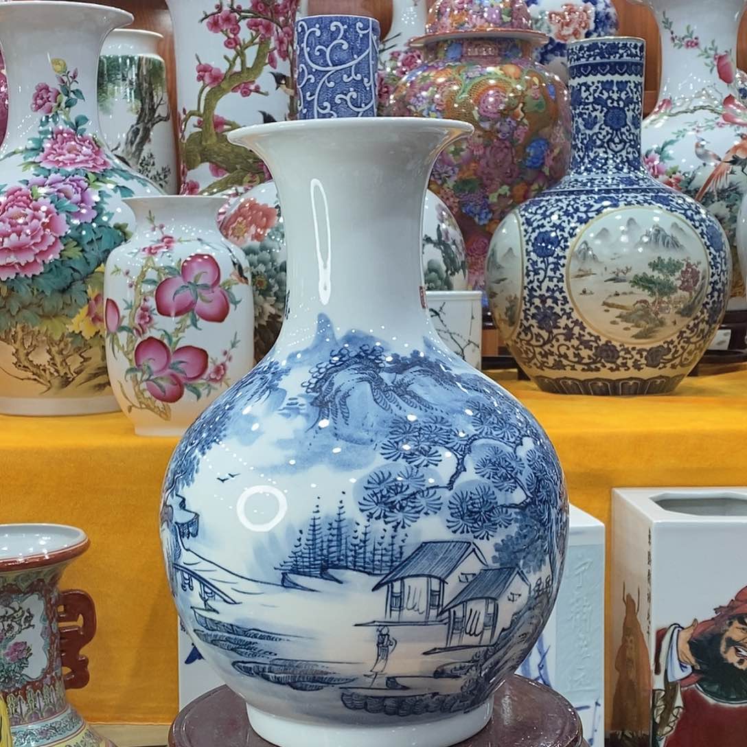 摆件好**生景德镇陶瓷青花赏瓶